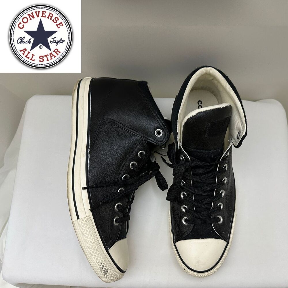 Men's Chuck Taylor All Stars Black leather Converse High-Top Sneakers 11